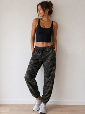 Splendid Camouflage Joggers in Olive Green & Black